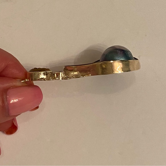 NECKLACE AGI STERLING SILVER BALL CHAIN 20” MABE BLISTER PEARL DRUZY ENHANCER - Picture 10 of 11